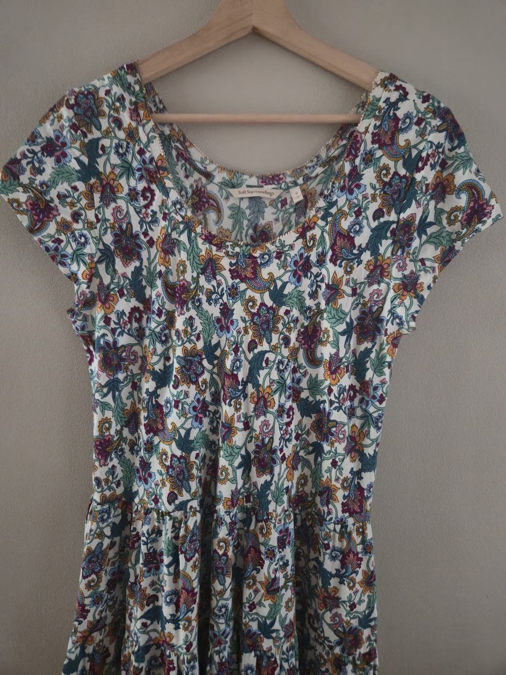 Soft Surroundings Kara Tiered Midi Boho Floral Swing Dress Tiered - Picture 2 of 7